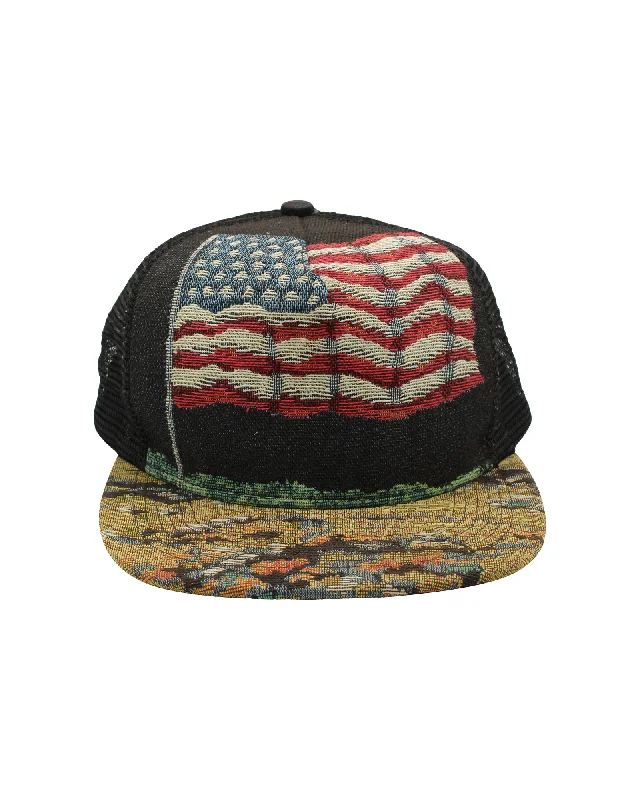 Saint Laurent Paris SS16 " Surf Sound " Moon Landing Hat in Multicolor Cotton