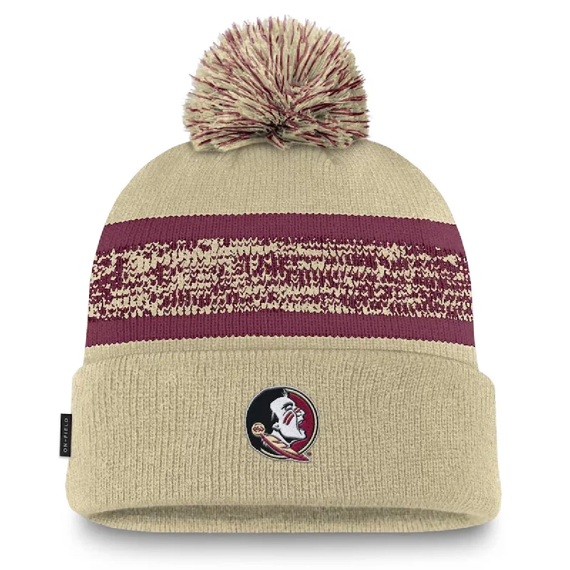 Nike Youth Seminole Logo Cuff Pom Knit Cap - Garnet/Gold