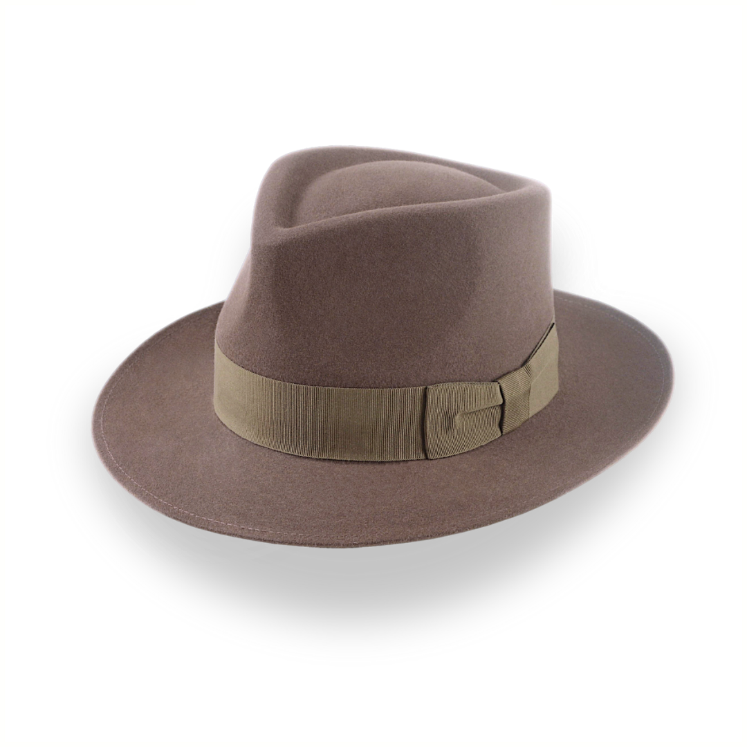 Taupe Brown Wide Brim Fedora For Men | The Sovereign