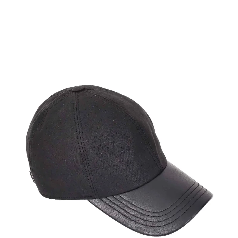 Classic Hat Leather Canvas Baseball Cap Black