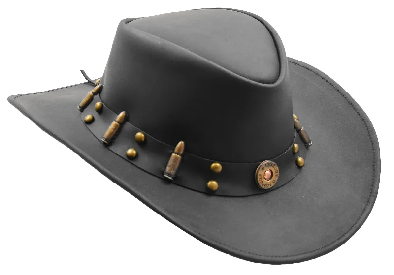 Cowboy Western Genuine Leather Hat HL0010 Black