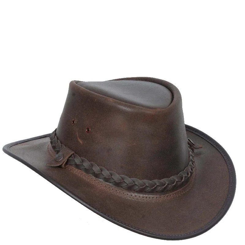 Original Australian Bush Hat Real Leather Cowboy Brown