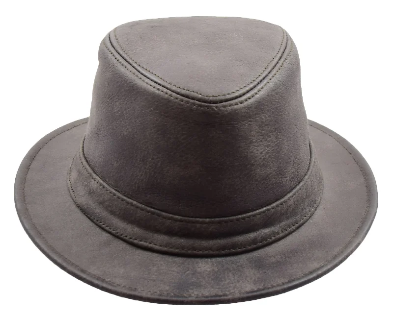 Real Leather Trilby Hat Soft Lightweight HL004 Brown